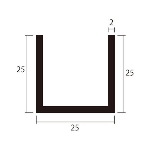 アルミチャンネル1m2.0×25×25銀