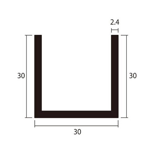 アルミチャンネル1m2.4×30×30銀