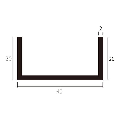 アルミチャンネル1m2.0×40×20銀