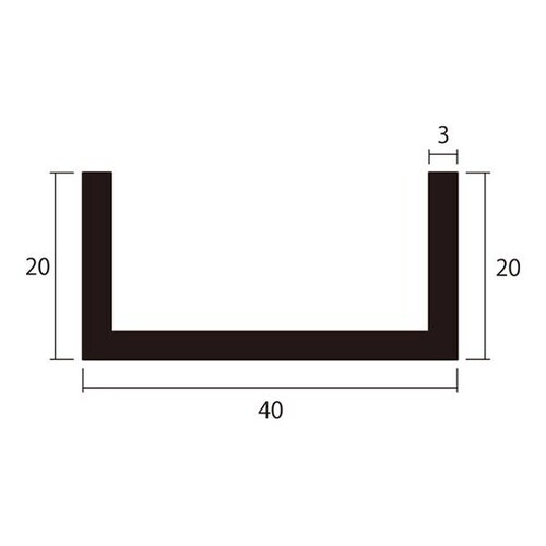 アルミチャンネル1m3.0×40×20銀