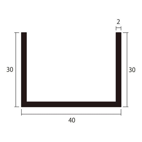 アルミチャンネル1m2.0×40×30銀