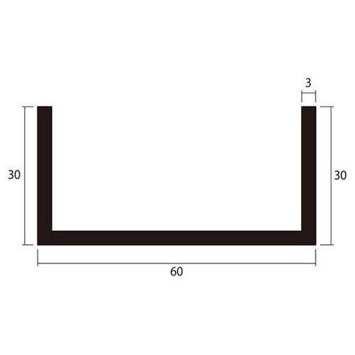 アルミチャンネル1m3.0×60×30銀