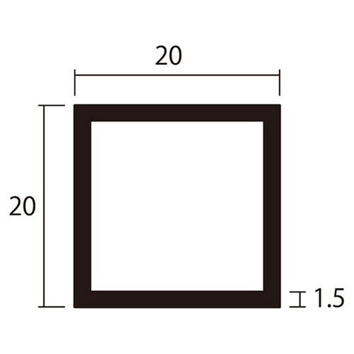 角パイプ2m1.5×20×20銀2本