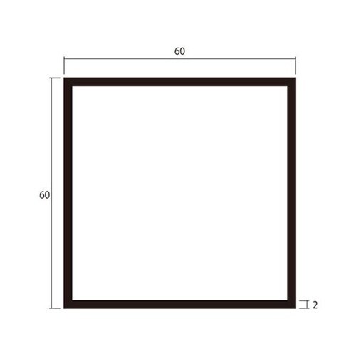 角パイプ2m2.0×60×60銀2本