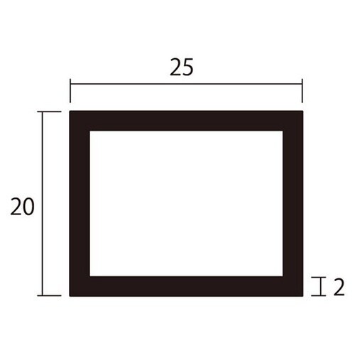 角パイプ2m2.0×20×25銀2本