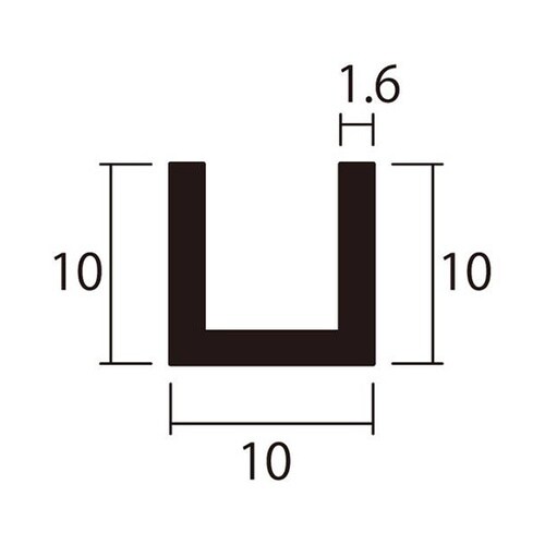 アルミチャンネル2m1.6×10×10銀