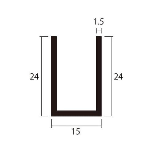 アルミチャンネル2m1.5×15×24銀