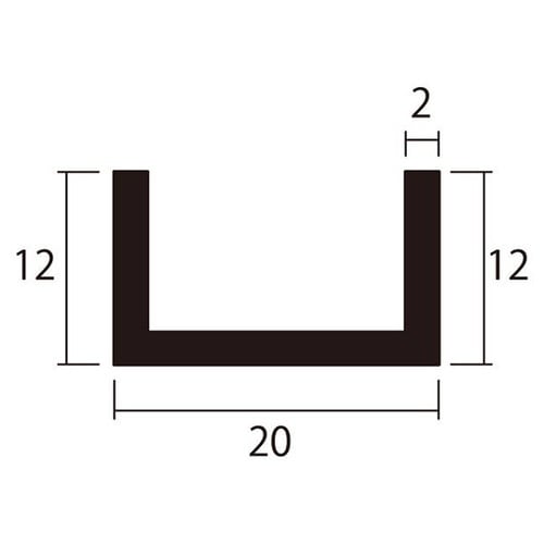 アルミチャンネル2m2.0×20×12銀