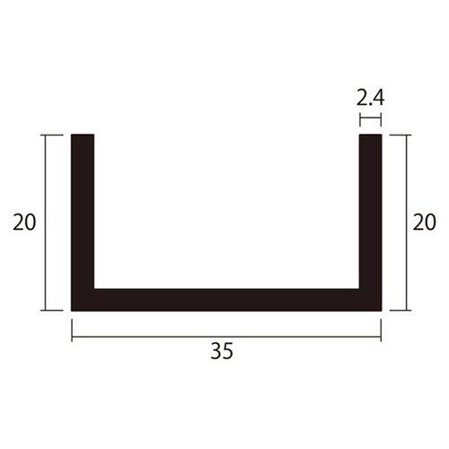 アルミチャンネル2m2.4×35×20銀