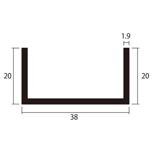 アルミチャンネル2m1.9×38×20銀