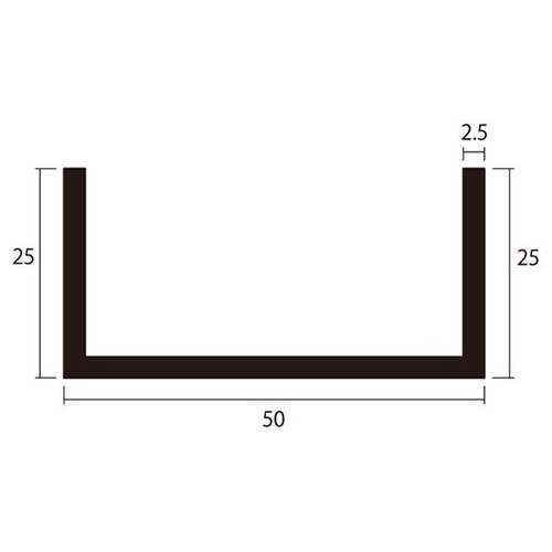 アルミチャンネル2m2.5×50×25銀
