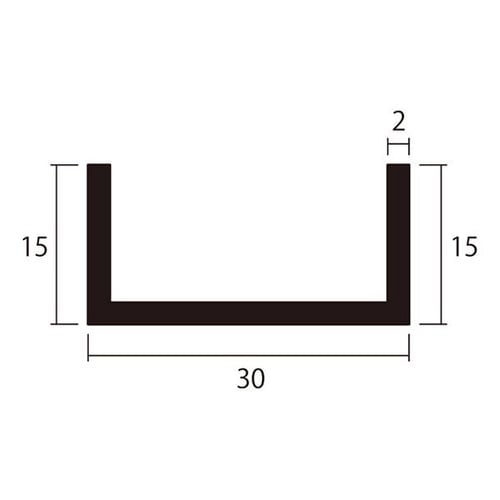 アルミチャンネル2m2.0×30×15黒