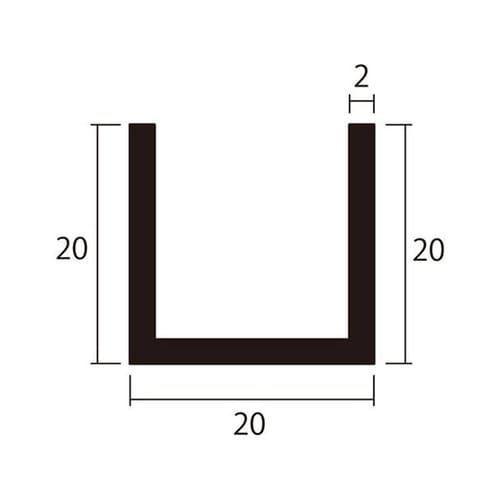 チャンネル2m2.0×20×20ステン