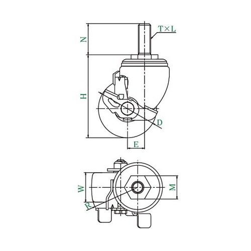HT−S型キャスター 自在車ねじ込み式(