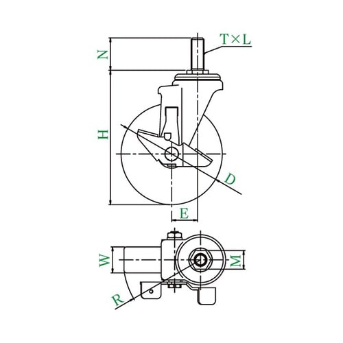 SJT−S型キャスター 自在車ねじ込み式