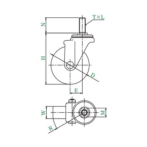 SJT型キャスター 自在車ねじ込み式 S