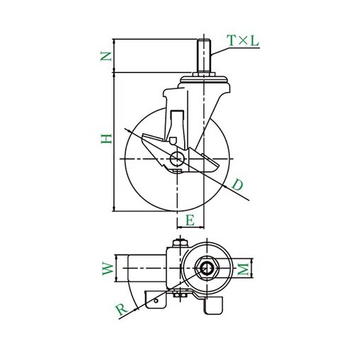 SJT−S型キャスター 自在車ねじ込み式