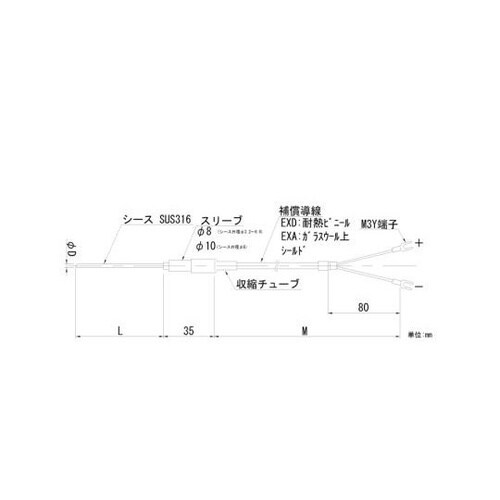TN1−4.8−40−2M シース熱電対