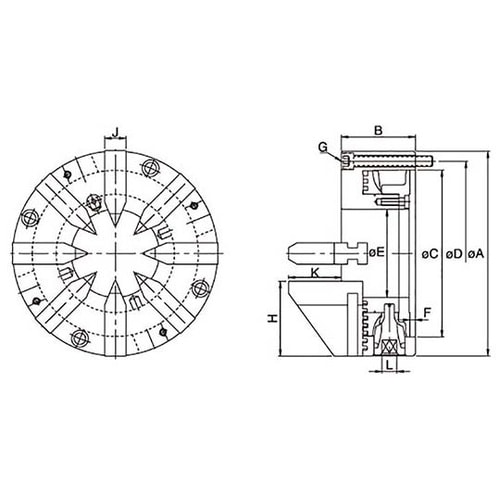 FT−AE09錐型8爪スクロールチャック