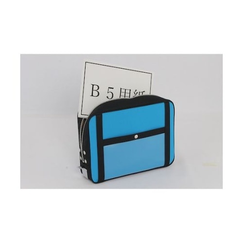 PLU09 ポーチ 馬蹄錠金具付 青