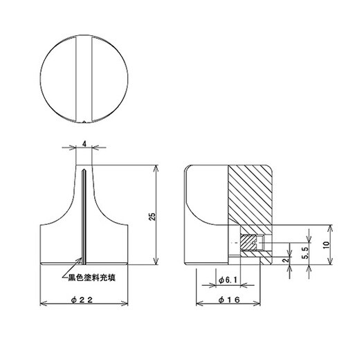 つまみ Φ22 シルバー(アルミ) シャ