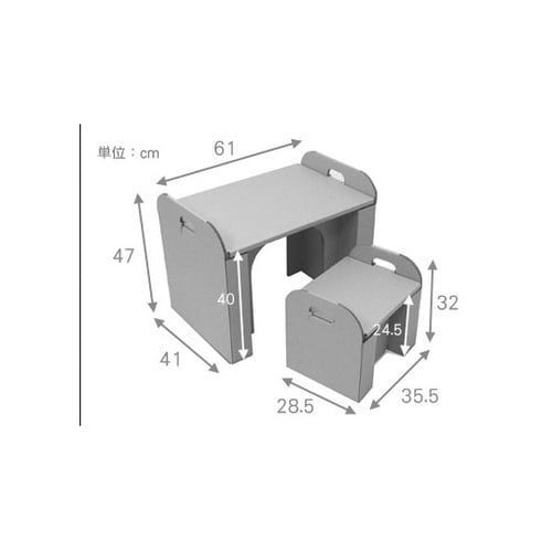 ダンボールの机&イス(青)