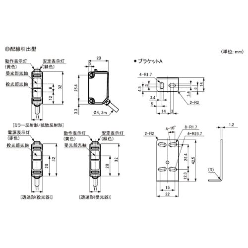 BJX3M−PDT 小型光電センサ