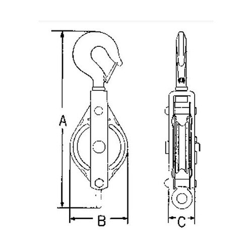 100mm/ 1ton フック型滑車(