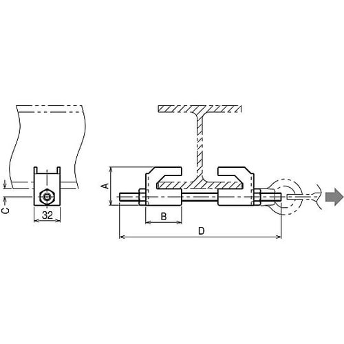 ワイヤー用H形鋼止め金具 1箱(10組入