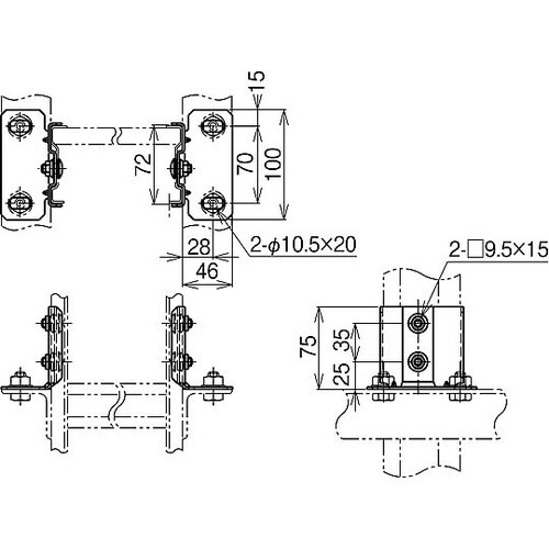 垂直ラック支持金具 左右組 1対(2個組