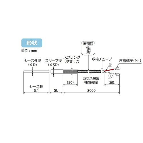 T−35型シース熱電対 Kタイプ 【接地