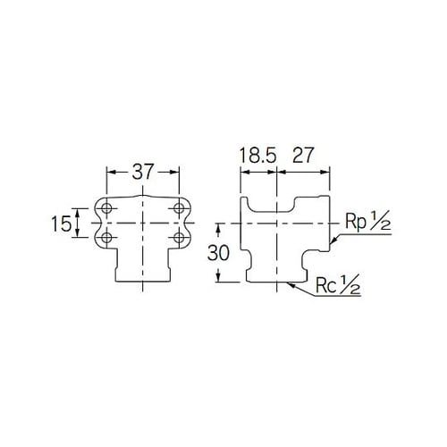 Rp1/2”xRc1/2” 座付水栓エル
