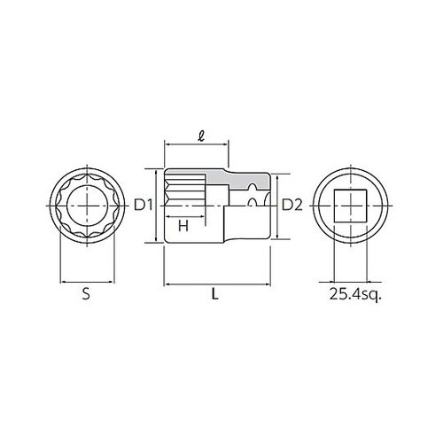 1”DRx50mm ソケット EA618