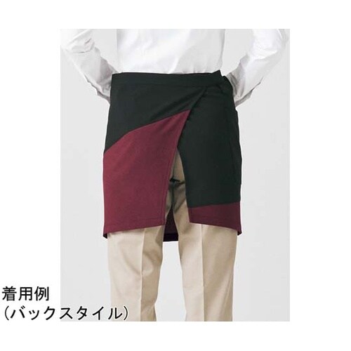 和ショートエプロン ブラック×レッド F