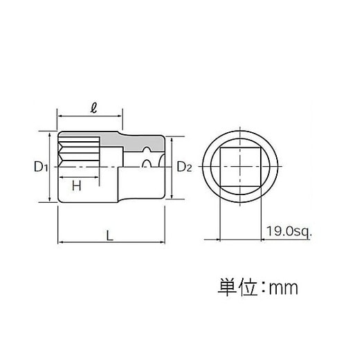 3/4”DRx50mm ソケット EA6