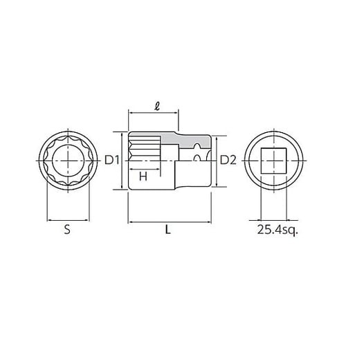 1”DRx33mm ソケット EA618