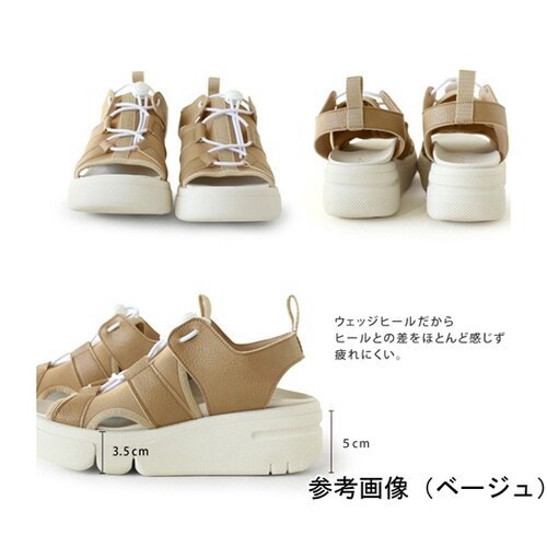 リゲッタ 軽量厚底サンダル ブラック S