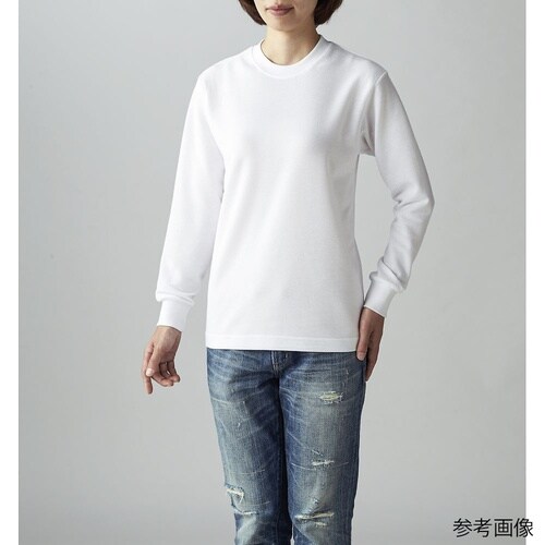 ハニカム長袖Tシャツ(リブ有) ホワイト