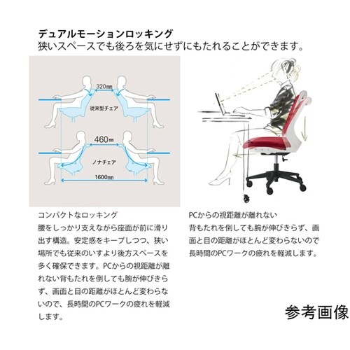 ノナチェア 固定肘・ハンガー付 ホワイト
