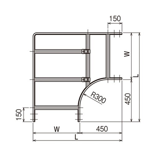 外直角L形分岐ラック QRKLA80
