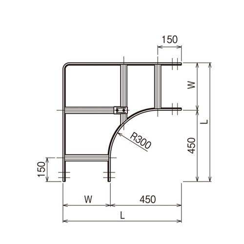 外直角L形分岐ラック SRKLA50