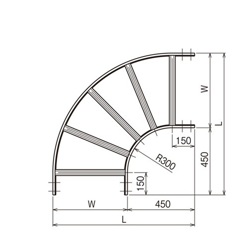 L形分岐ラック 溶融亜鉛 Z−QRL12