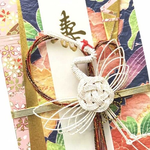 祝儀袋 紺地に牡丹×6