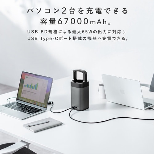 USB PD対応ハンドル一体型モバイルバッテリー