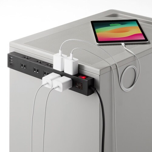 USB充電機能付きタップ 10個口 ブラック・3m