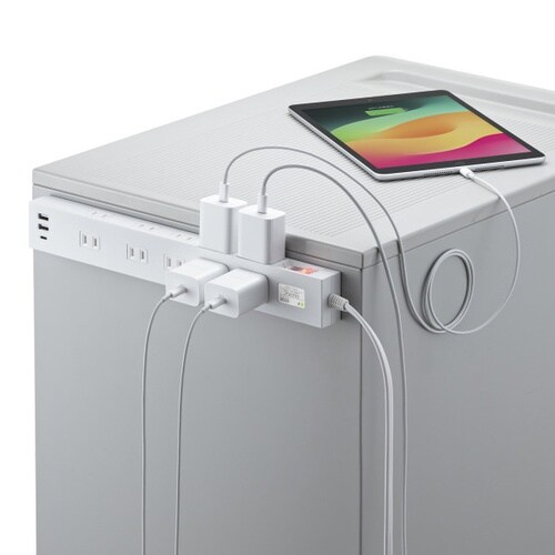 USB充電機能付きタップ 10個口 ホワイト・3m