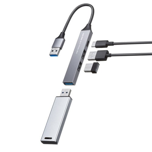 USB 5Gbps 4ポート コンボ超スリムハブ