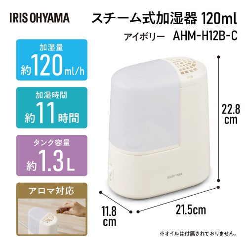 スチーム式加湿器 120ml H12B C
