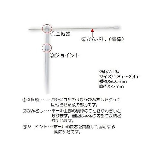 2.4mポール 黒 68933