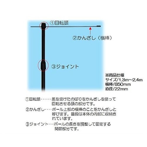 2.4mポール ALL黒 68934
